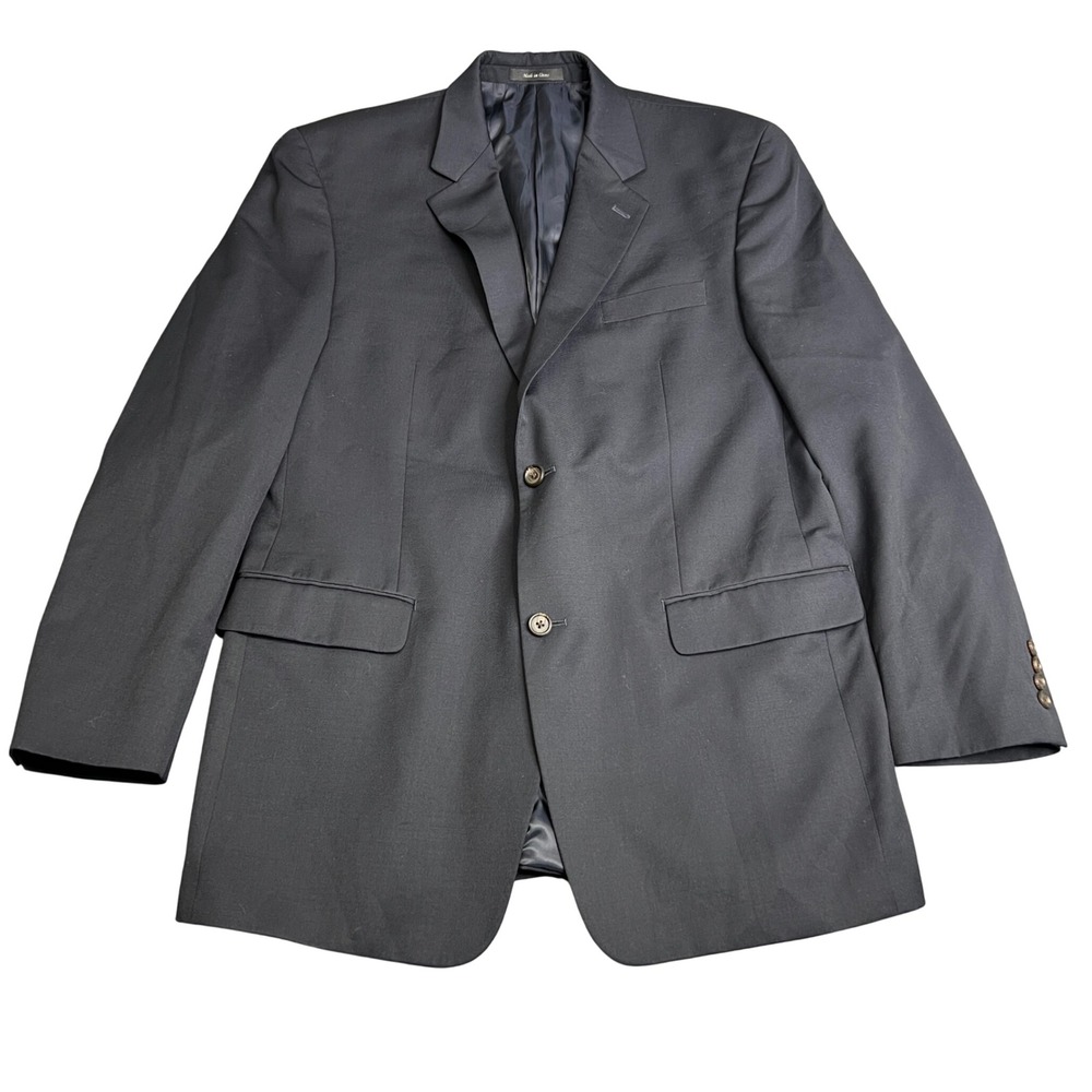 Ralph Lauren Mens Navy Blue 100% Wool Two Button Blazer Sport Coat 44L